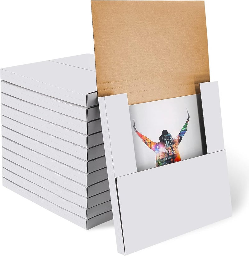 YZtree 50 Pack Vinyl Record Shipping Boxes: 12.5" X 12.5" x 1" White Vinyl Record LP Shipping Mailer Boxes, Easy Fold LP Cardboard Mailing Boxes Multi Depth Album Mailers for Packaging Moving Storage - Image 1